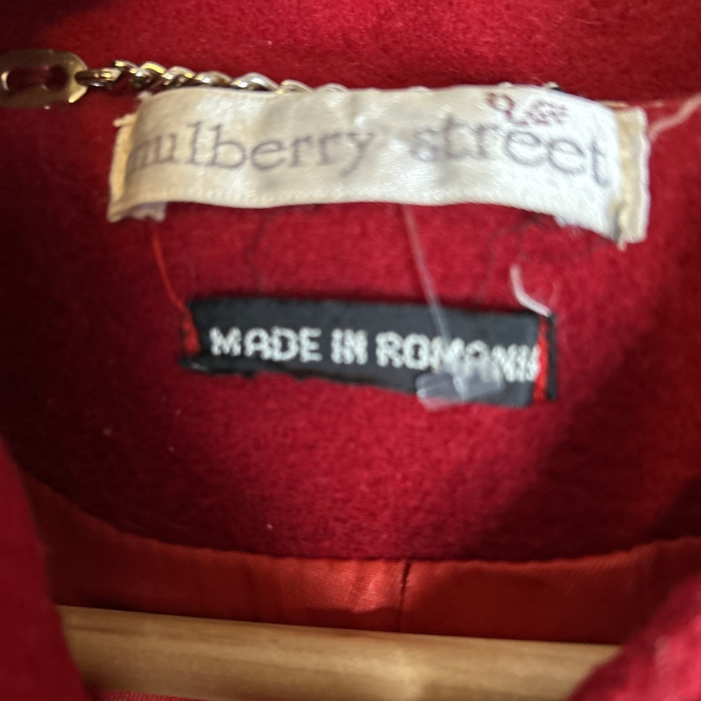 Mulberry Street‎ Red Wool Coat Sz 14 - Picture 3 of 5